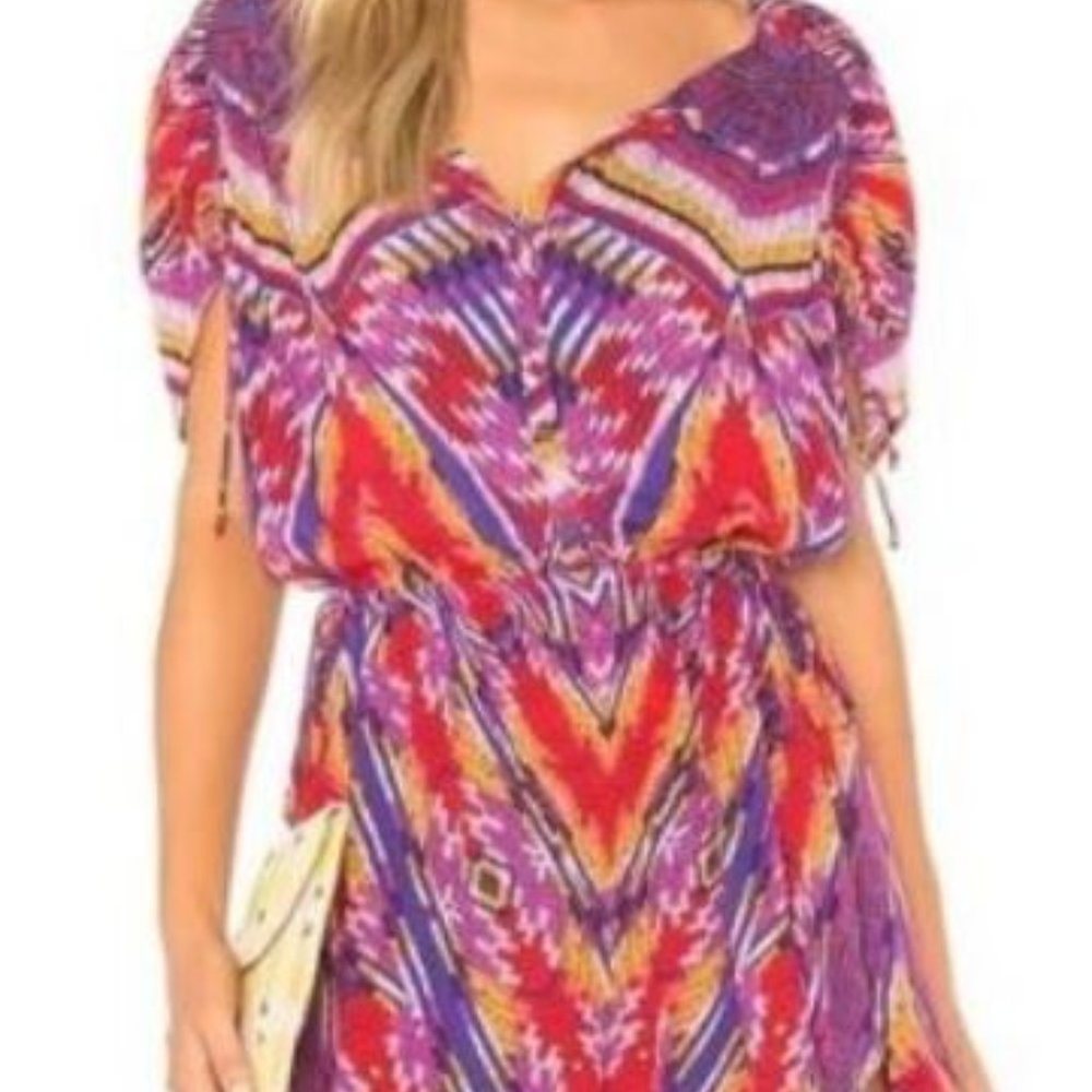 Free People Tribal Pattern Multi Color Short Sleeve Romper - Size Small